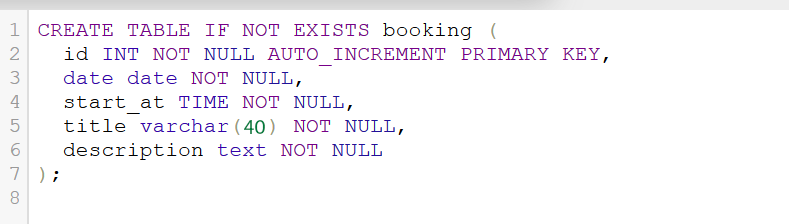 The SQL command to create a new table.